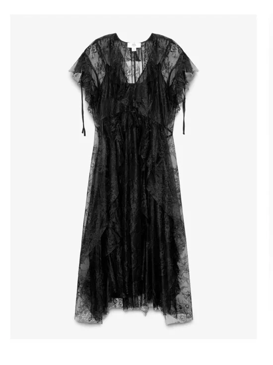 NWT Zara Woman Bloggers Fav LIMITED EDITION LACE MIDI DRESS Black Size M Medium - Picture 7 of 12